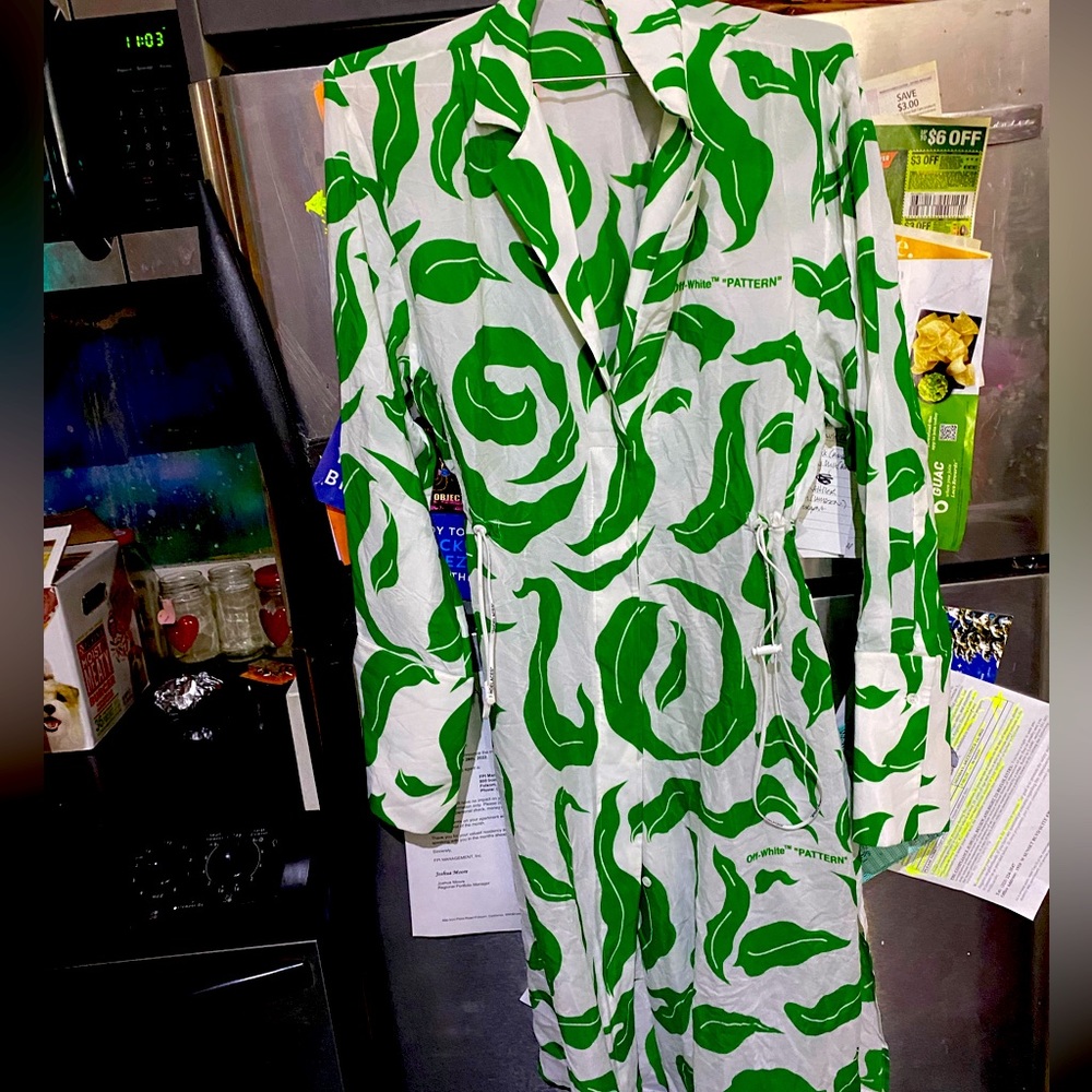 Off-White Abito Longuette Off White Leaves Illusion Dress size 42